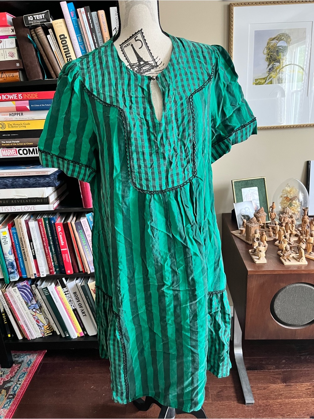 Green Striped Casual Women’s Dress